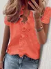 Kvinnors blusar Casual Short Sleeve V Neck Ruffles Elegant Office Lady Shirts Summer Vintage Harajuku Loose Tops Female Boho Tunika