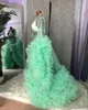 2023 Menção de maternidade Ruffles Plus Size Prom Vestres Ilusão Mangas de campainha longa vestido de fotografia tule inchaço para mulheres grávidas