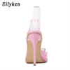 Scarpe eleganti Eilyken Crystal PVC trasparente Jelly Women Pumps Street Street Style Punte Banquet Stripper Teli Sandali Mule Scarpe Mule Shoel230227