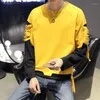 Heren Hoodies Versma Koreaanse Harajuku Yellow oversized hoodie sweatshirt voor mannen Hip Hop Streetwear Kpop Ripte vrouwen Drop