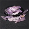 Auto DVR Stone Natural Amethyst Crystal Quartz Stick Point Beads Top geboorde paarse losse hanger voor sieraden maken ongeveer 2 mm gat deliv Dhzby