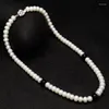 Chaînes Charmant Collier de Perles Rondes des Mers du Sud 9-10mm Blanc Noir 925s