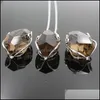 car dvr Pendant Necklaces Sier Plated Wire Wrap Irregar Necklace Cut Gemstone Healing Energy Natural Crystal Amethyst Powder Tea Drop Delive Dhk64