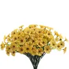 الزهور الزخرفية 5pcs/مجموعة 5 رأس زهرة الاصطناعية البنفسجي في الهواء الطلق UV النبات الأخضر المقاوم