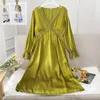 Women's Sleepwear Female Long Nightdress Sexy Hollow Lace Sleepwear Home Dress Style Princess Nightgown Nightwear Casual Satin Loungewear 230227