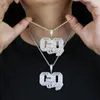 Chains HIP HOP Fashion Go Crazy Letters Pendant With Twist Rope Chain Iced Out Bling Full Cubic Zirconia CZ Necklace Jewelry