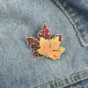 Brooches Pins Multilayer Yellow Enamel Leaves Lapel Pin Badge Golden Autumn Charms Jewelry Wholesale