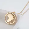 Africa Map in Circle Round Necklace Rostfritt stål Kontur Hål afrikansk kontinent Pendant Kvinnor Krage Choker Minimalist Hemstad CLAVICLE SMEYCH