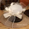 Cabeças de cabeceiras elegantes lapinhas de noiva Face Véu Flores feitas à mão Mulheres Acessórias de cabelo de casamento Festa noturna