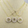 Pendant Necklaces 16inch 5pcs/lot Design Colorful Cz Necklace A-Z 26 Letters Shape Component Plated Chain Wholesale