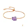 Auto DVR Gliederkette Natürlicher Amethyst Damen Gliederarmband Diffuse Energie Heilung Chakra Kristall Yoga Manschette Edelstein Armreif Rau Original Ston Dhqza