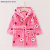 Pajamas Baby Boys Girls Cartoon Hooded Velvet Kids Sleepwear Robes Winter Warm Casual Children's Pajama Fashion Long Sleeve Kid Bathrobe 230227