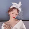 Başlıklar gelin retro örgü kapak kafa bandı headdress yay saç aksesuarları makyaj stil eşleşmesi kolay Kore Japonya siyah beyaz