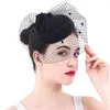 Headpieces Vintage Bride Women Fascinator Wool Felt Cocktail Hat Hairband Veiling Headband Lady Wedding Party Headdress Hair Accessoies