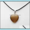car dvr Pendant Necklaces Natural Stone Heart Quartz Crystal Agates Turquoises Malachite For Jewelry Making Necklace Drop Delivery Pendants Dhyho