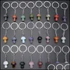 CAR DVR Nyckelringar Mini Mushroom Staty Chains Tigers Eye Amethyst Rose Quartz Charms Keychains Healing Crystal Keyrings Drop Delivery Jewelry DHTE2