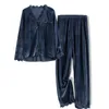 ملابس نوم للسيدات NHKDSASA ملابس النوم نساء بيجاما تصب مجموعات FEMME مع سراويل مخملية دافئة بيجامات كبيرة للمنزل