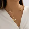 Collier ras du cou élégant grande boule dorée chaîne clavicule mode pour femmes collier de bijoux de mariage 2023 S ouvert