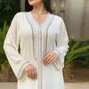 ملابس عرقية أبيض Kaftan Dubai Abaya Turkey Muslim Hijab Dress Islam Abayas Dresses for Women Robe Djellaba Caftan Ensemble Femme Musulmane 230227