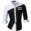Mäns avslappnade skjortor Jeansian Men's Casual Dress Shirts Fashion Desinger Stylish Long Sleeve 8371 Winered 230227