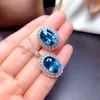 Collane con ciondolo Set di gioielli in stile europeo e americano geometrico cielo blu cristallo zircone diamante placcato oro bianco anello ragazza regalo di gioielli per la festa nuziale