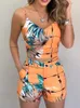 Womens Two Piece Pants Print Spaghetti Strap Crop Top Short Set Casual Summer 2 Piece Outfits For Women 230227