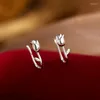 Stud Earrings Fashion Tulip Hook For Women Simple Small Flower 2023 Vintage Imitation Baroque Pearl Pendant Jewelry