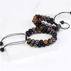 Strand 8mm män 7 chakra armband hematit tiger öga dubbel lager rad pulsera hombre hälsa skydd helande kristall armband