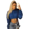 Chemises actives sport Yoga haut femme Gym Fitness exercice T-Shirt à manches longues sweat à capuche nombril court Sexy vêtements de sport vêtements