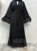 Vêtements ethniques Ouvert Abaya pour les femmes musulmanes Robe Turquie Longue Robe Marocaine Caftan Kaftan Robes d'occasion sur mesure Ramadan Noir Niqab 2XL 230227