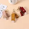 Keychains Portable Leather Case 30ml Empty Bottle For Hand Sanitizer Leakproof Plastic Bag Pendant Tassels KeychainKeychains