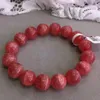 Bangle echte natuurlijke roos rhodochrosite edelstenen steen 13 mm vrouw ronde kralen armband certificaat drop cadeau