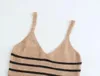 Women's T Shirts Maxdutti Ins Blogger Vintage Striped V-neck Tank Tshirts Tops Sexy Camisole Knitted Women