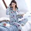 Women's Sleepwear Women Thicken Warm Soft Pajamas Sets Pink Red Fashion Pajamas Long Sleeve Flannel Pyjamas Sets 230227