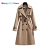 Vrouwen Jas Trenchcoat Double Breasted Kaki Losse Jassen Lady Bovenkleding Mode Tops 22H0822