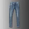Мужские джинсы дизайнер осень и зимние джинсы новые мужские джинсы маленькие ноги Slim Fit Cotton Elastic Tide