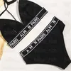 Lettere da donna bikini costumi da bagno reggiseni da spiaggia slip set confortevole senza fili biancheria intima sportiva reggiseno sportivo nero mutandine bikini costume da bagno