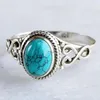 Anneaux de mariage Turquoise Bague de style antique avec pierre Boho - Hippie -Bohème pour femmes Décembre Birthstone Gift Tailles 5 à 12