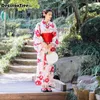 Roupas étnicas 2023 estilo japonês retro quimono haori estampa floral manga longa mulher garotas festas de cosplay vestido de roupa guisha fantasia