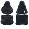 Beanies Beanie/Skull Caps Winter Knitted Hats Women Thick Warm Beanie Skullies Hat Female Knit Letter Bonnet Outdoor Riding Sets