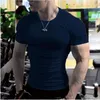 Camisetas masculinas de cor sólida com manga curta esportes de camisa rápida Treinamento
