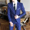 Men's Suits Blazers Jacket Pants Vest Men 3 Pieces Slim Casual Suit Trousers Set Male Wedding Groom Dress Business Blazers Coat Trousers Waistcoat 230227