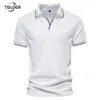 Men's Polos Spring Summer Mens Solid Color V-neck POLO Shirt Men Casual T-shirt Breathable Overalls Short Sleeve Tops US Size 230227