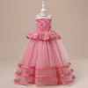 Robes de fille Fleur Filles Demoiselle D'honneur Robe Longue Tulle Élégant Enfants Princesse Robes De Fête Pageant Mariage Formel Venez Enfants Robes