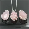 CAR DVR Pendant Halsband Sier Plated Wire Wrap Irregar Necklace Cut Gemstone Healing Energy Natural Crystal Amethyst Powder Te Drop Delive DHK64