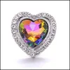 Car DVR Clasps Hooks Colorf Heart Rhinestone Fortener 18mm Snap Clasp Sier Color Color Lover Charms for Snaps Guff Dhpn5