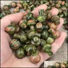 car dvr Stone Natural Unakite Epidote Flower Green Carved Quartz Crystal 2Cm Mushroom Healing Reiki Mineral Rock Statue Ornament Decor Gift Dhaon