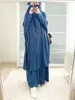 Ethnische Kleidung Mit Kapuze Muslimische Frauen Hijab-Kleid Gebetskleidungsstück Jilbab Abaya Langes Khimar Ramadan-Kleid Abayas-Rock-Sets Islamische Kleidung 230227