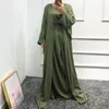 Roupas étnicas Conjunto de três peças femme muçulmano batwing abaya manto kaftan árabe longa vestido maxi vestidos africanos para mulheres