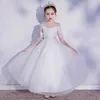 Kız elbiseleri akşam prenses kızlar parti beyaz balo tül elbise kabarık çiçek kız kış kadife düğün yürümeye başlayan çocuk yeni yıl için 2023 w0224
